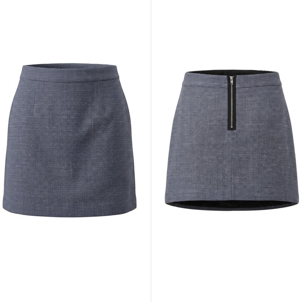 Gap Linen Blend Blue Tweed A-Line Mini Skirt Solid Lined Women Size 4